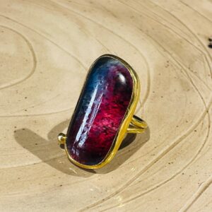Galaxy colored glass fusion handmade ring