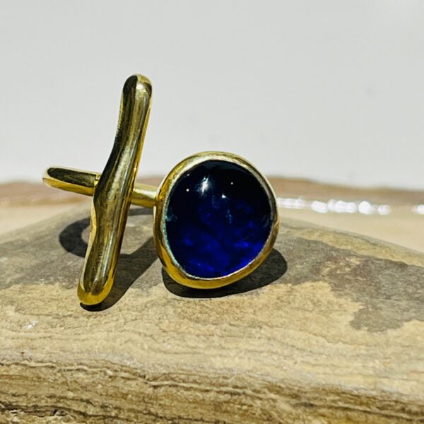 dark blue glass fusion handmade ring