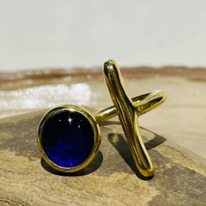 dark blue glass fusion handmade ring