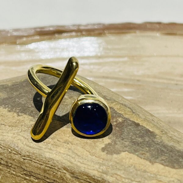 dark blue glass fusion handmade ring