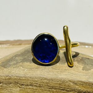 dark blue glass fusion handmade ring