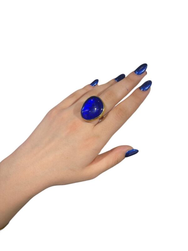 dark blue glass fusion handmade ring