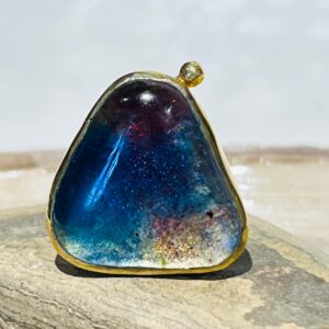blue world triangle glass fusion handmade ring