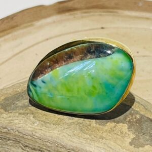 green blue earth glass fusion handmade ring