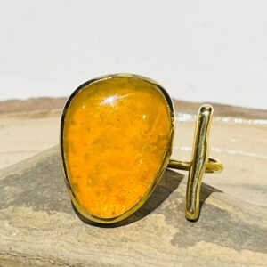 orange glass fusion handmade ring