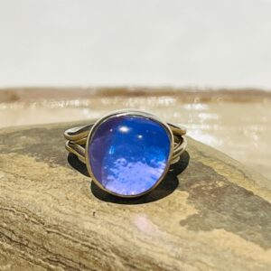sea ​​blue glass fusion handmade ring