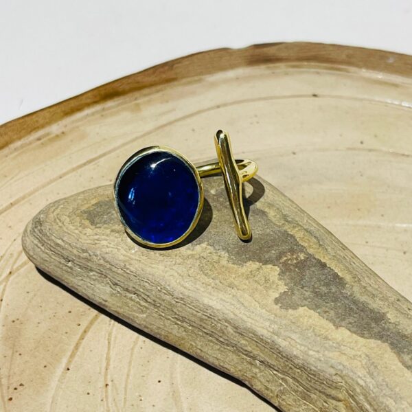 dark blue glass fusion handmade ring