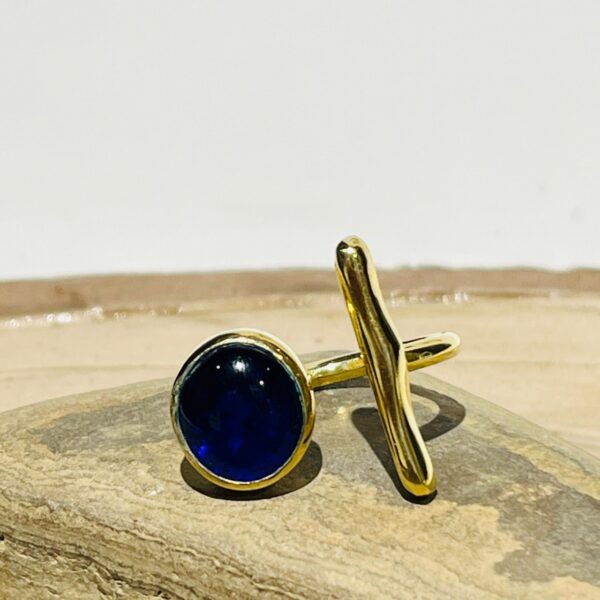 dark blue glass fusion handmade ring