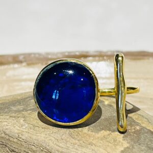 parliament blue glass fusion handmade ring