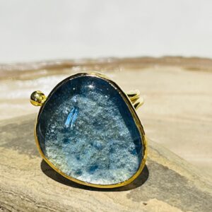 light blue glass fusion handmade ring