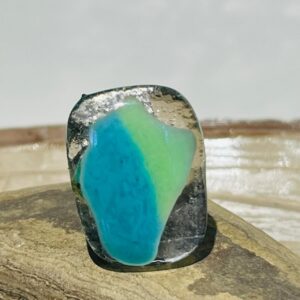light blue green glass fusion handmade ring