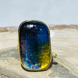 colorful galaxy handmade glass fusion ring