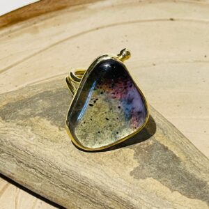 Galaxy colorful triangle handmade glass fusion ring