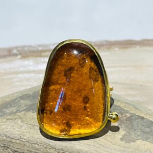 honey orange handmade glass fusion ring