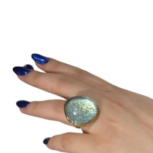 light blue handmade glass fusion ring