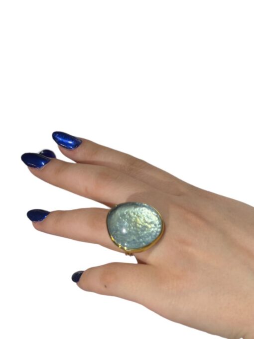 light blue handmade glass fusion ring