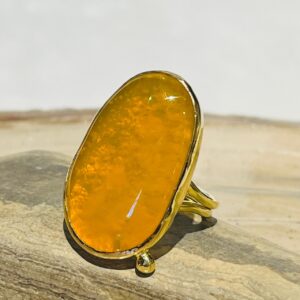 Orange handmade glass fusion ring