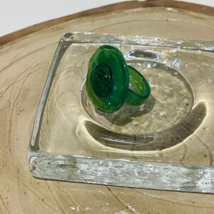 green circle handmade glass fusion ring