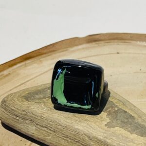 black green square handmade glass fusion ring