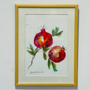 Pomegranates on branch watercolor frame